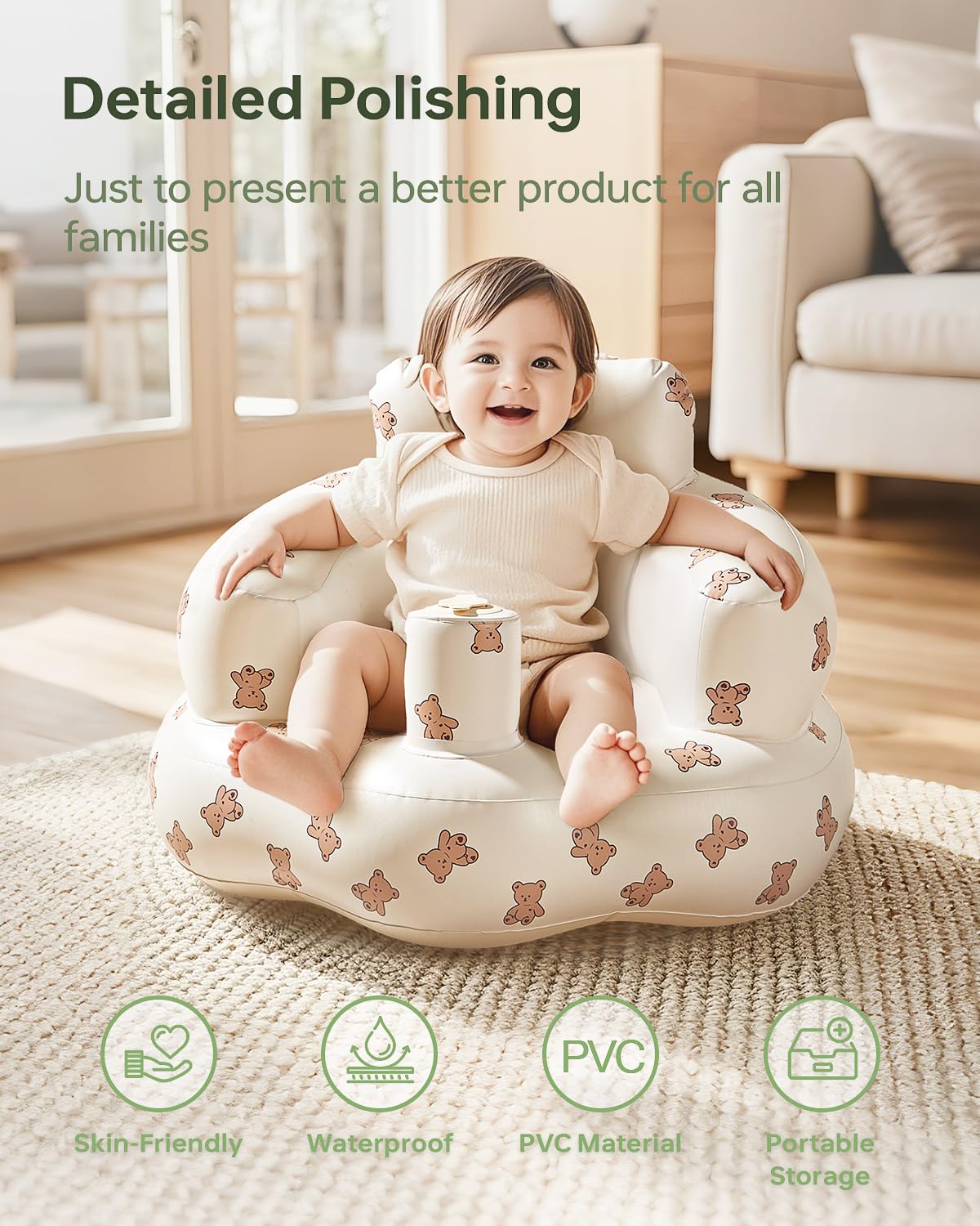 Safe & Comfy Inflatable Baby Chair with Inbuilt Air pump